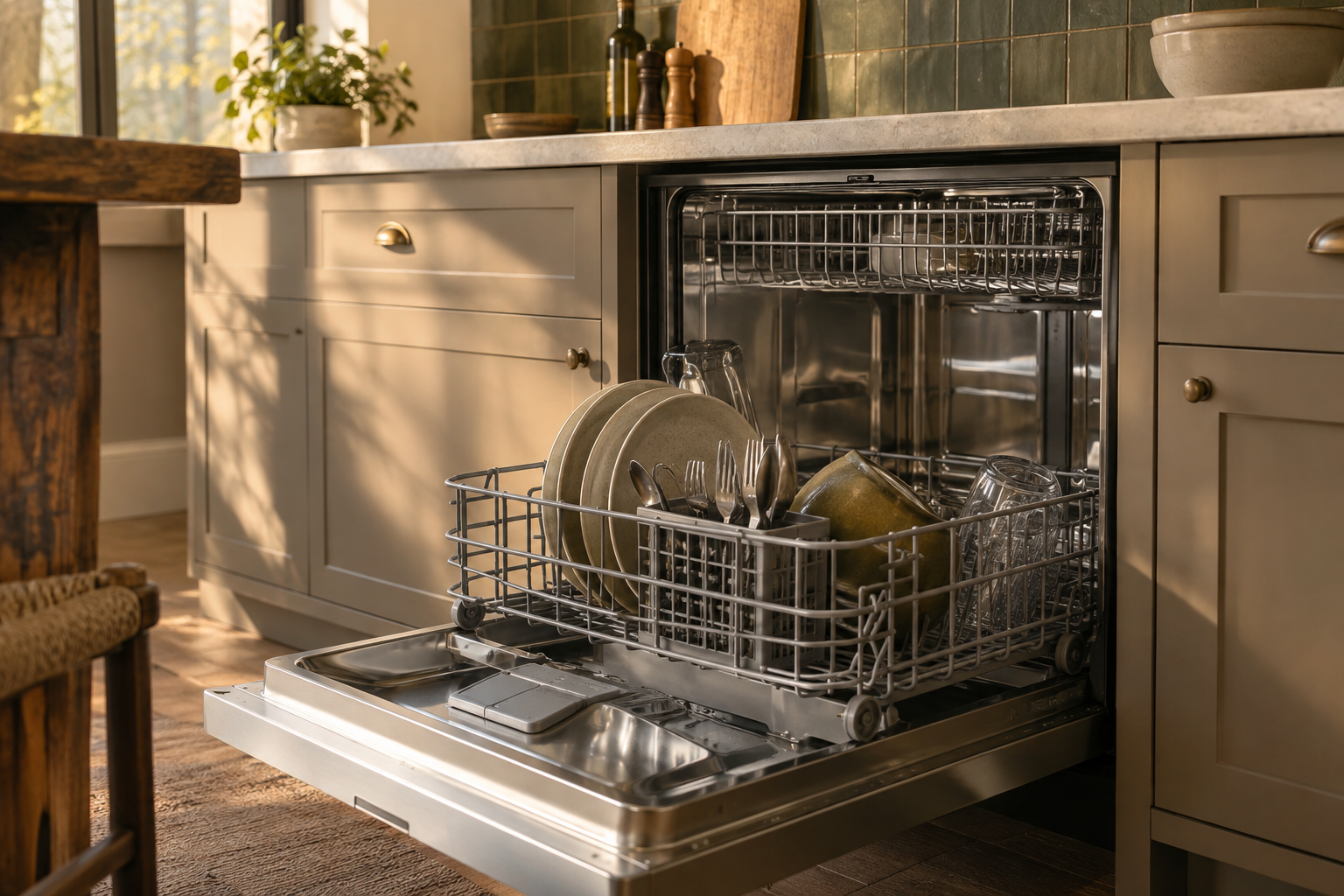 Illustrative Viking dishwasher in a residential kitchen — AI image for Viking Repair Easton
