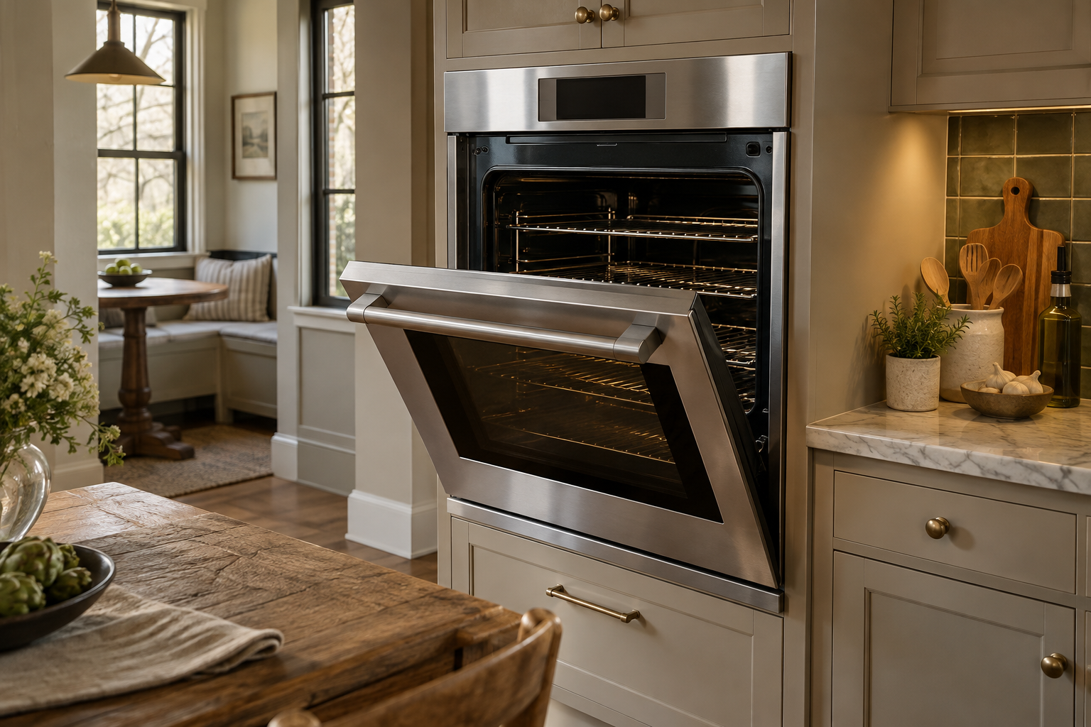 Illustrative Thermador oven in a residential kitchen — AI image for Viking Repair Easton