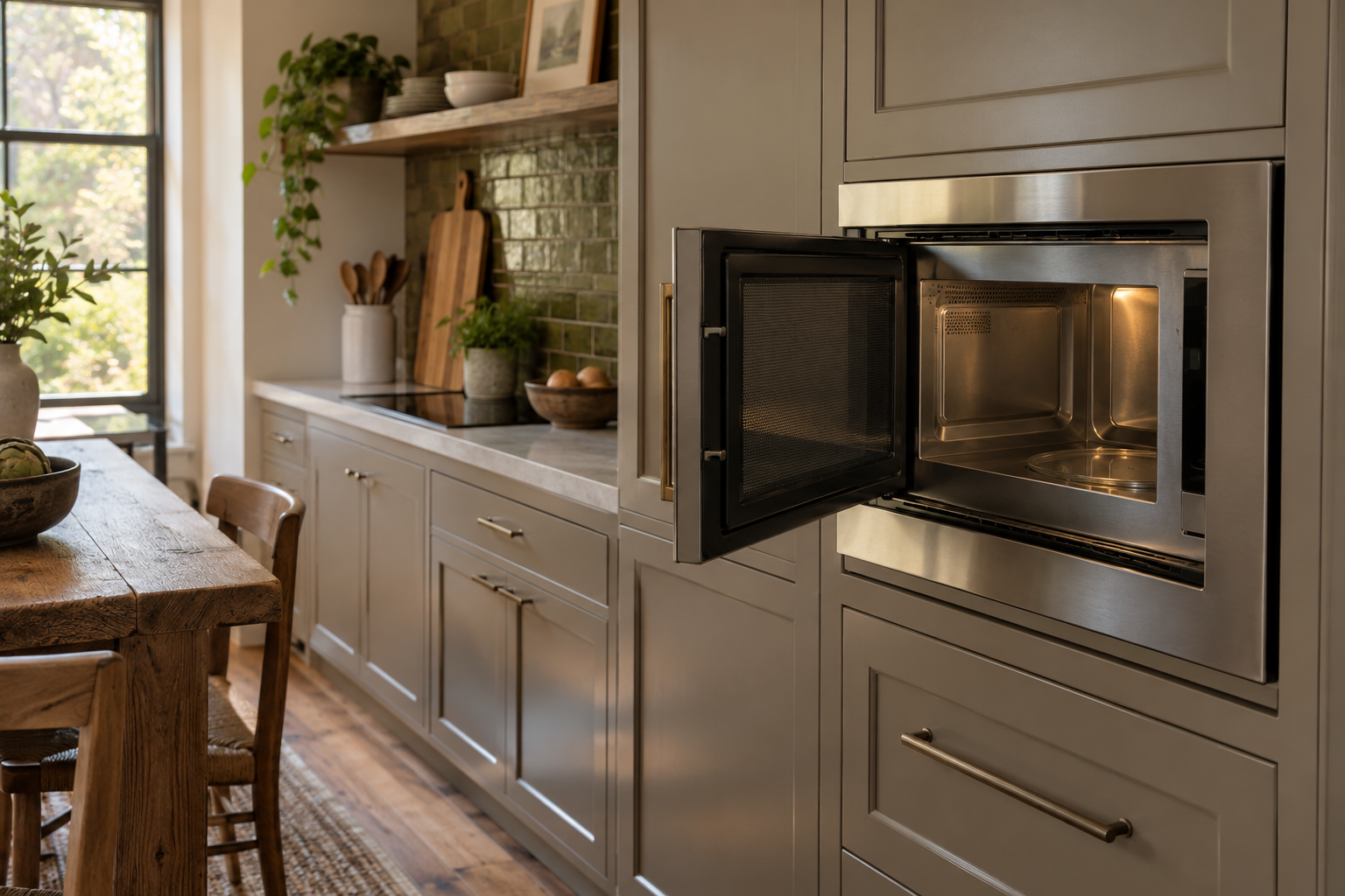 Illustrative Wolf microwave in a residential kitchen — AI image for Viking Repair Easton